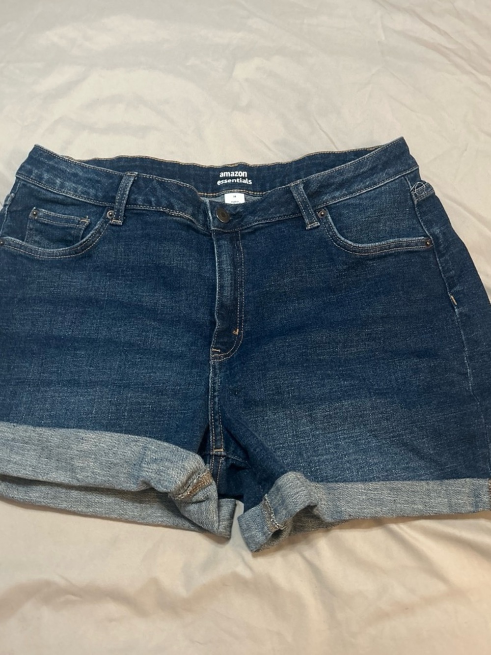 Amazon Essentials Dark Blue Rolled Cuff Denim Shorts